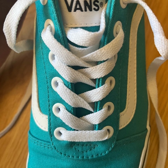 Vans Old Skool Skate Teal and White Athletic Shoes - Picture 3 of 5